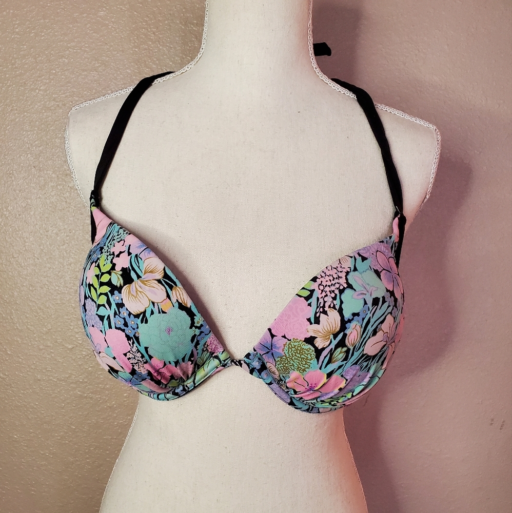 Victoria's Secret Floral Push-Up Bikini Top in Pink, Mint, Black